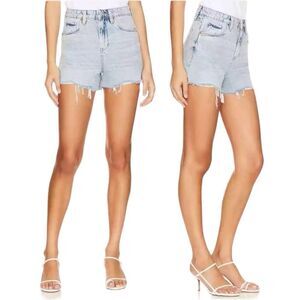 Revolve Blank NYC Shorts 28 The Reeve Ultra High Rise Cutoffs Light Wash Raw Hem